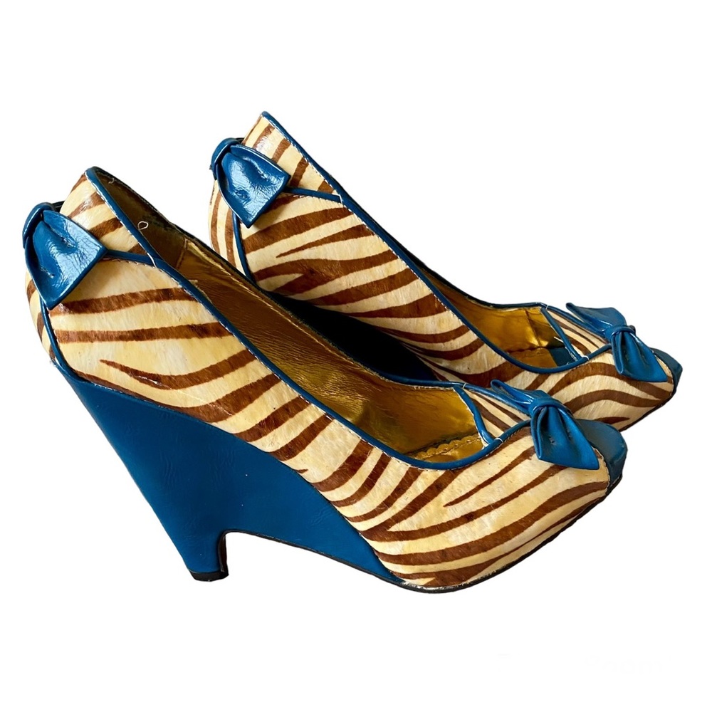 HOST PIC! NAUGHTY MONKEY ‘Nookie Wedge’ in Teal Size 9.5 - Picture 3 of 11